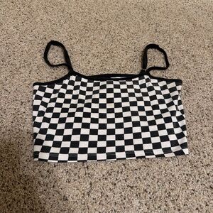Checkered Black and White Women's Top